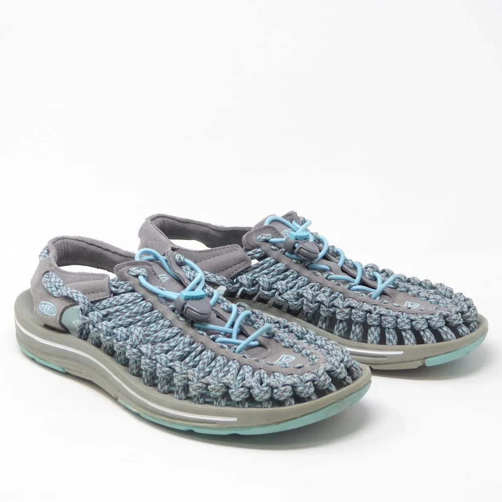 KEEN Womens Uneek Sandals Grey Blue Woven Cord 8.5